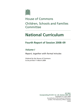 Children, Schools and Families Committee report
