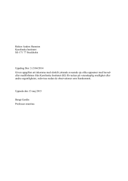 his report (in Swedish)