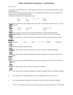 Moles and Chemical Equations- Stoichiometry