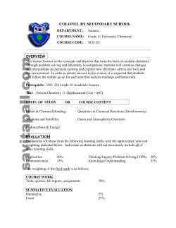 SCH3U COURSE OUTLINE