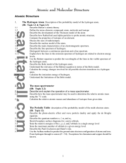 Atomic and Molecular Structure-09-10-Unit Outline