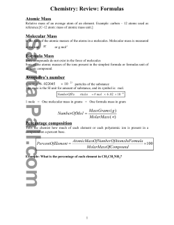Chemical Formulas Review