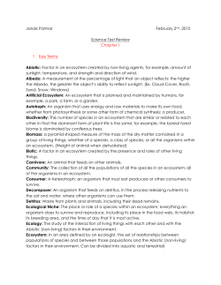 Review - Chapter 1 -Ecology
