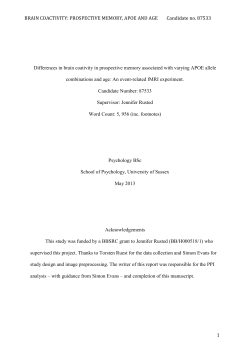 "Differences in brain coactivity in propective memory asociated with varying APOE allele: An event-reated fMRI experiment".
