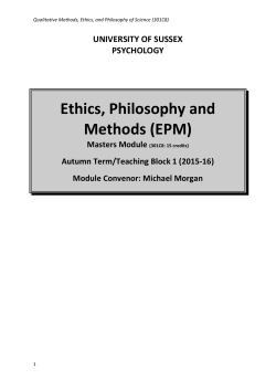 Ethics, Philosophy and Methods - module handbook 2015-16 [PDF 708.02KB]