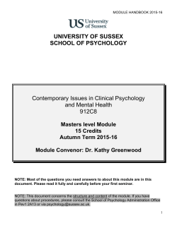 Contemporary Issues in Clinical Psychology - module handbook 2015-16 [PDF 268.44KB]