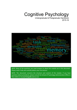 Cognitive Psychology Module Handbook 2015-16 [PDF 815.04KB]