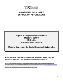 Topics in Cognitive Neuroscience - Module handbook 15-16 [PDF 152.67KB]