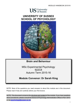 Brain and Behaviour - Module Handbook 2015-16 [PDF 171.67KB]