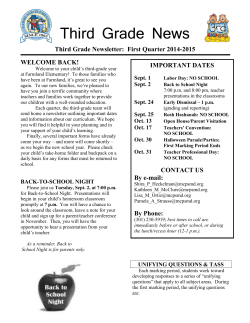 First Quarter Newsletter 2014