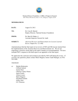 American Recovery and Reinvestment Act Lessons Learned Review (August 24, 2012)