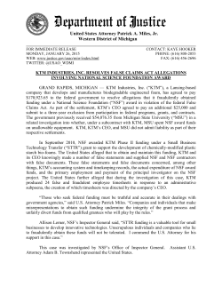 KTM Industries Settlement