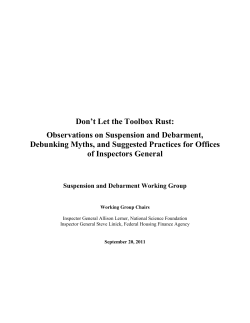 Suspension & Debarment WG Report