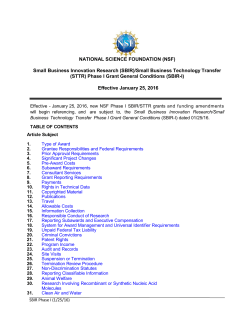 NSF SBIR-STTR Phase I Grant General Conditions