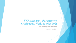 SBIR FWA Measures and Working with OIGs