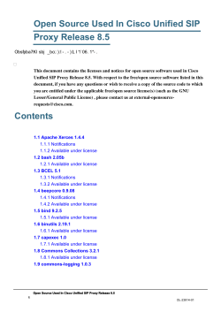 Open Source Licenses for Cisco Unified SIP Proxy Release 8.5