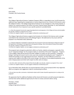 Input regarding the proposed School of Life Sciences