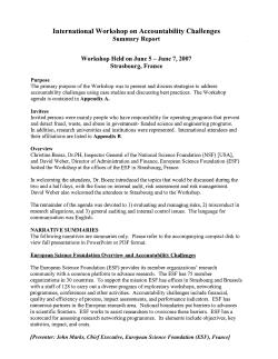 International Workshop on Accountability in Science Research Funding: Accountability Challenges Summary Report