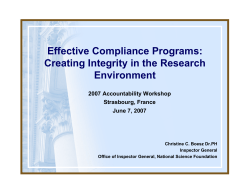 Effective Compliance Programs: Creating Integrity in the Research Environment