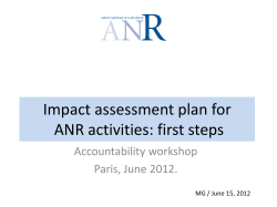Impact assessment plan for ANR activities: first steps