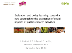 Evaluation and policy learning: toward a new approach to the evaluation of social impacts of public research activities
