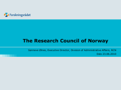 Overview of the Research Council of Norwary (RCN)
