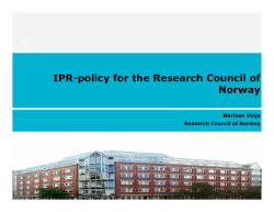 IPR-Policy for the Research Council of Norway