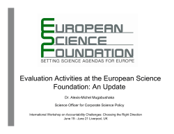 Evaluation Activities at the European Science Foundation: An Update