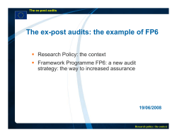 The Ex-Post Audits: the Example of FP6