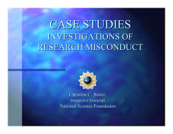 Case Studies Investigations of Research Misconduct