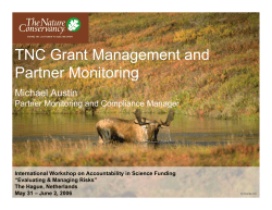 TNC Grant Management and Partner Monitoring