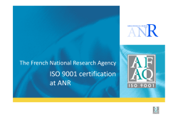 The French National Research Agency: ISO 9001 Certification at ANR