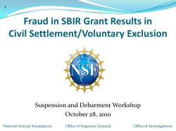 Fraud in SBIR Grant Results in Civil Settlement / Voluntary Exclusion