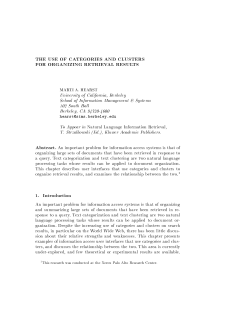 The use of categories and clusters for Organizing Retrieval Results