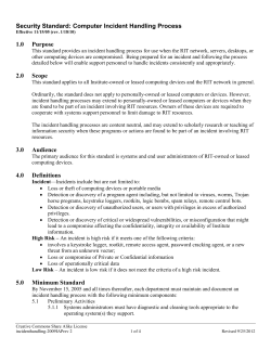 Computer Incident Handling Standard (pdf)