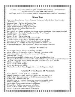 2014-2015 Black Eyed Susan Nominees&nbsp;