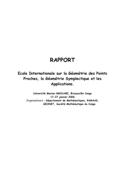 Ecole Internationale sur la G&eacute;om&eacute;trie des Points Proches, la G&eacute;om&eacute;trie Symplectique et les Applications