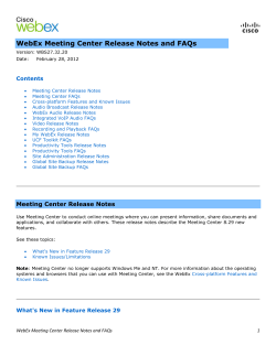 Cisco WebEx Meeting Center Release Notes and FAQs
