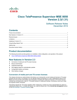 Cisco TelePresence Supervisor MSE 8050 Product Release Note 2.3(1.31)