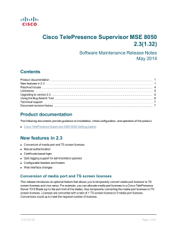 Cisco TelePresence Supervisor MSE 8050 Product Release Note 2.3(1.32)