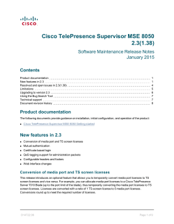 Cisco TelePresence Supervisor MSE 8050 Product Release Note 2.3(1.38)