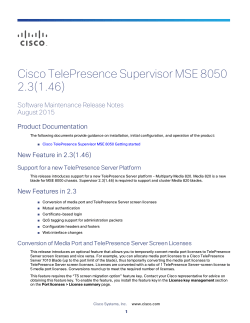 Cisco TelePresence Supervisor MSE 8050 Product Release Note 2.3(1.46)