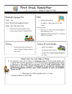First Grade Newsletter
