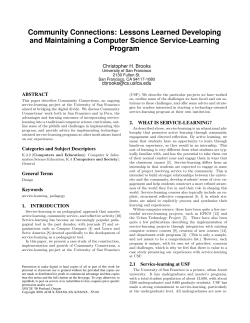 Community Connections: Lessons Learned Developing and Maintaining a Computer Science Service-LearningProgram