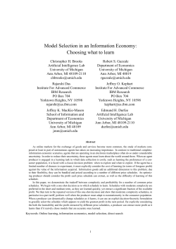 Model Selection in an Information Economy: Choosing What to Learn.