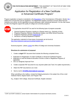 NYSED Application for Registration of a New Certificate or Advanced Certificate