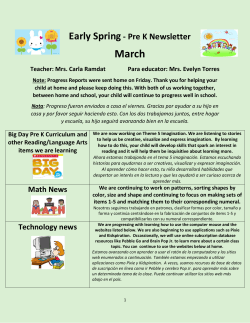 Pre K Spring Newsletter 2016