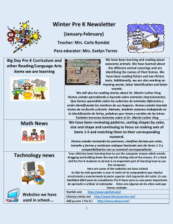 Pre K Winter Newsletter 2016