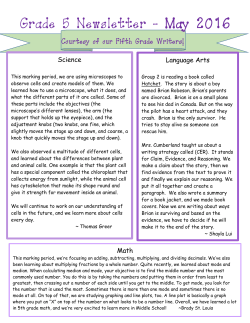 5th May 2016 newsletter