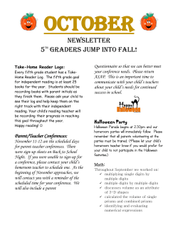 5th October Newsletter 2015